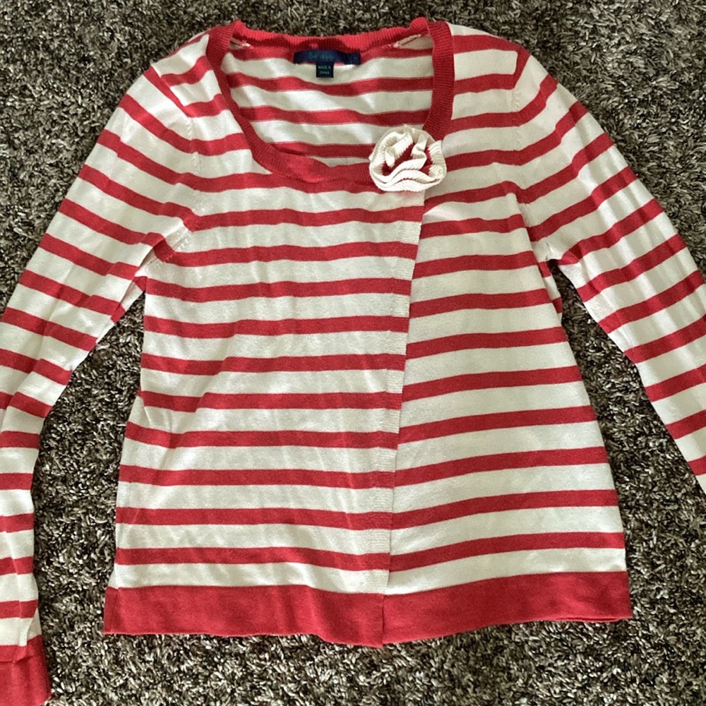 Boden Red and White Striped Sweater
